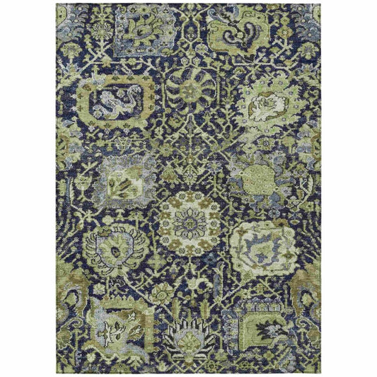 LOOMLAN Rugs Elarion Green Washable Indoor-Outdoor Rug