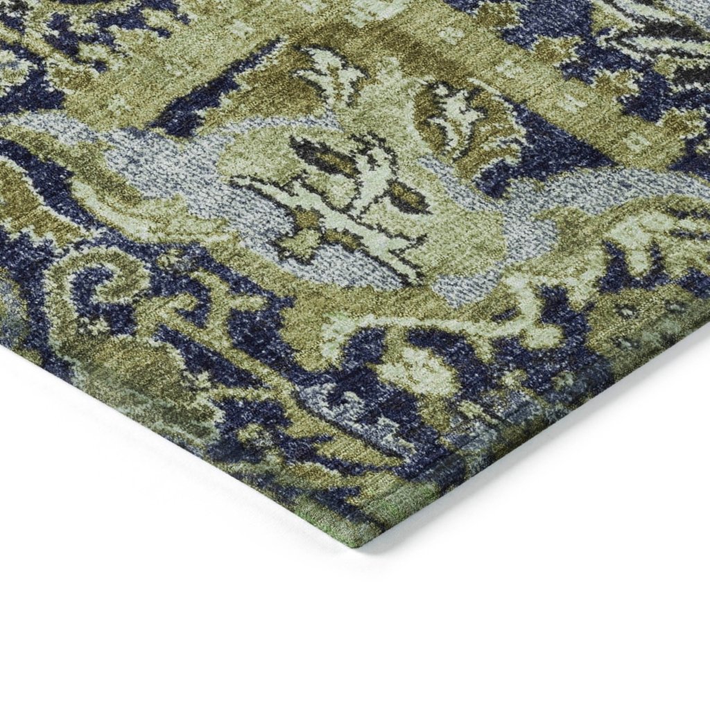 LOOMLAN Rugs Elarion Green Washable Indoor-Outdoor Rug