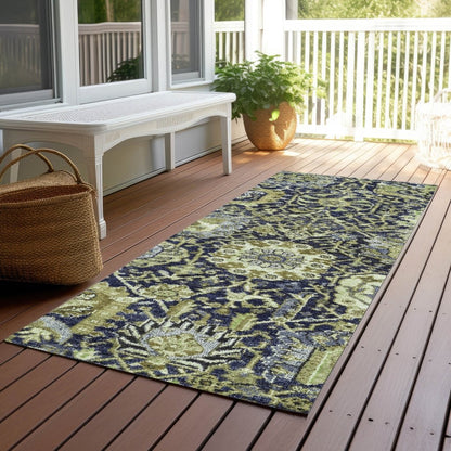 LOOMLAN Rugs Elarion Green Washable Indoor-Outdoor Rug