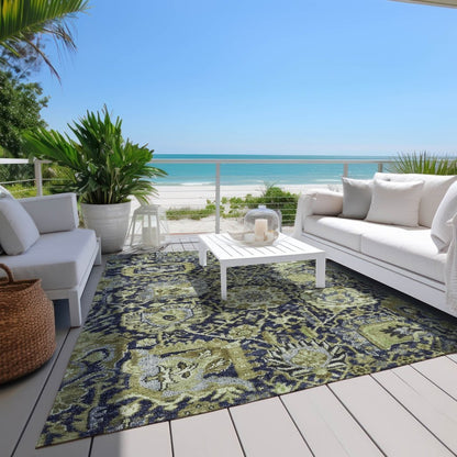 LOOMLAN Rugs Elarion Green Washable Indoor-Outdoor Rug