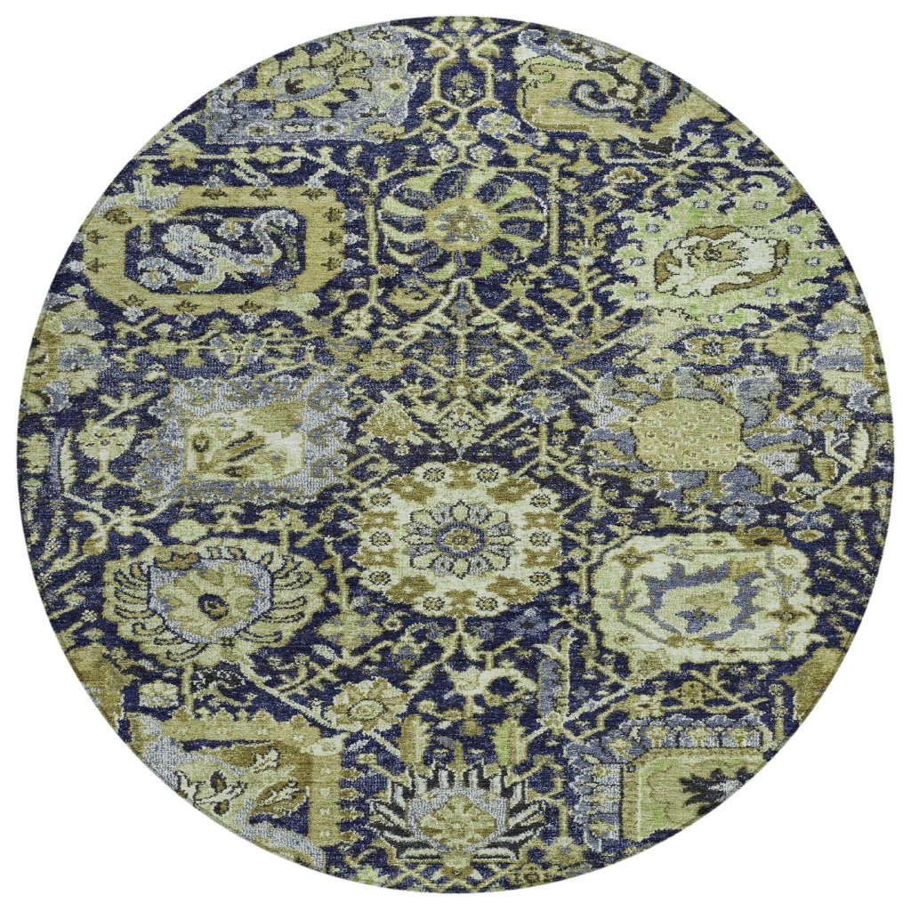 LOOMLAN Rugs Elarion Green Washable Indoor-Outdoor Rug