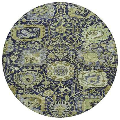 LOOMLAN Rugs Elarion Green Washable Indoor-Outdoor Rug