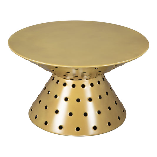 Electron Coffee Table Gold - Sideboards and Things Accents_Gold, Brand_Zuo Modern, Color_Gold, Depth_20-30, Finish_Powder Coated, Height_10-20, Materials_Metal, Metal Type_Iron, Product Type_Coffee Table, Shape_Round, Width_20-30