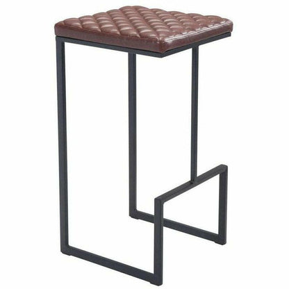 Element Barstool Brown - Sideboards and Things Accents_Black, Back Type_With Back, Brand_Zuo Modern, Color_Black, Color_Brown, Depth_10-20, Finish_Powder Coated, Height_20-30, Materials_Metal, Materials_Upholstery, Metal Type_Steel, Product Type_Bar Height, Seat Material_Upholstery, Shape_Armless, Upholstery Type_Leather, Upholstery Type_Vegan Leather, Width_10-20