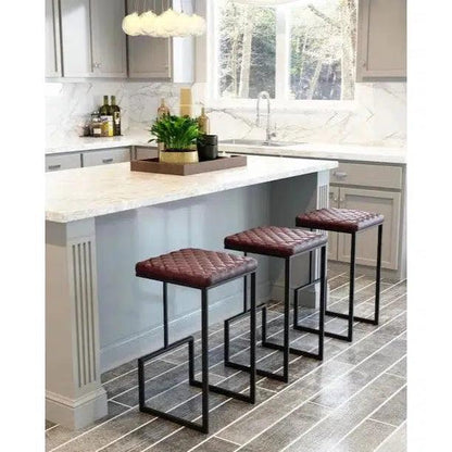 Element Barstool Brown - Sideboards and Things Accents_Black, Back Type_With Back, Brand_Zuo Modern, Color_Black, Color_Brown, Depth_10-20, Finish_Powder Coated, Height_20-30, Materials_Metal, Materials_Upholstery, Metal Type_Steel, Product Type_Bar Height, Seat Material_Upholstery, Shape_Armless, Upholstery Type_Leather, Upholstery Type_Vegan Leather, Width_10-20