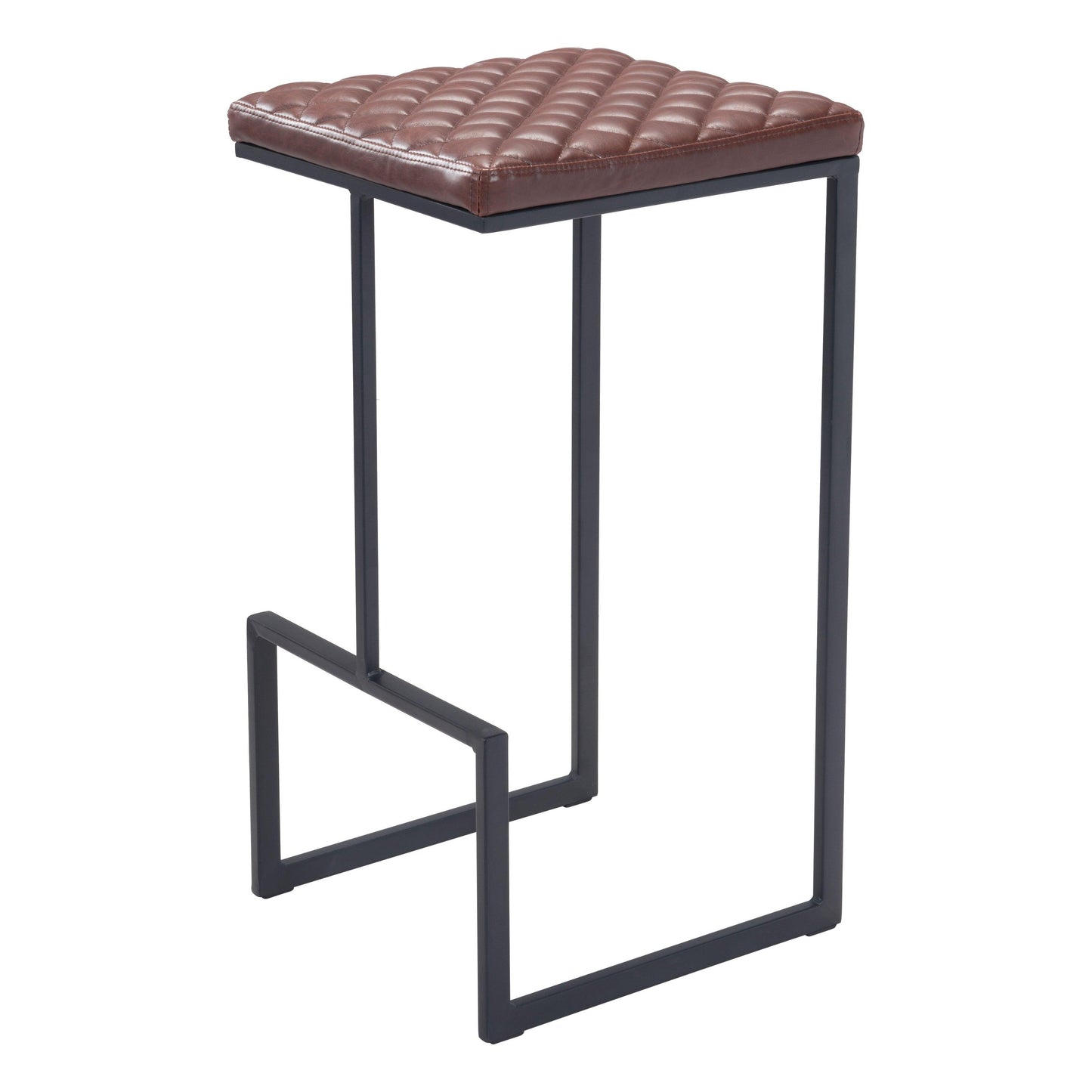 Element Barstool Brown - Sideboards and Things Accents_Black, Back Type_With Back, Brand_Zuo Modern, Color_Black, Color_Brown, Depth_10-20, Finish_Powder Coated, Height_20-30, Materials_Metal, Materials_Upholstery, Metal Type_Steel, Product Type_Bar Height, Seat Material_Upholstery, Shape_Armless, Upholstery Type_Leather, Upholstery Type_Vegan Leather, Width_10-20