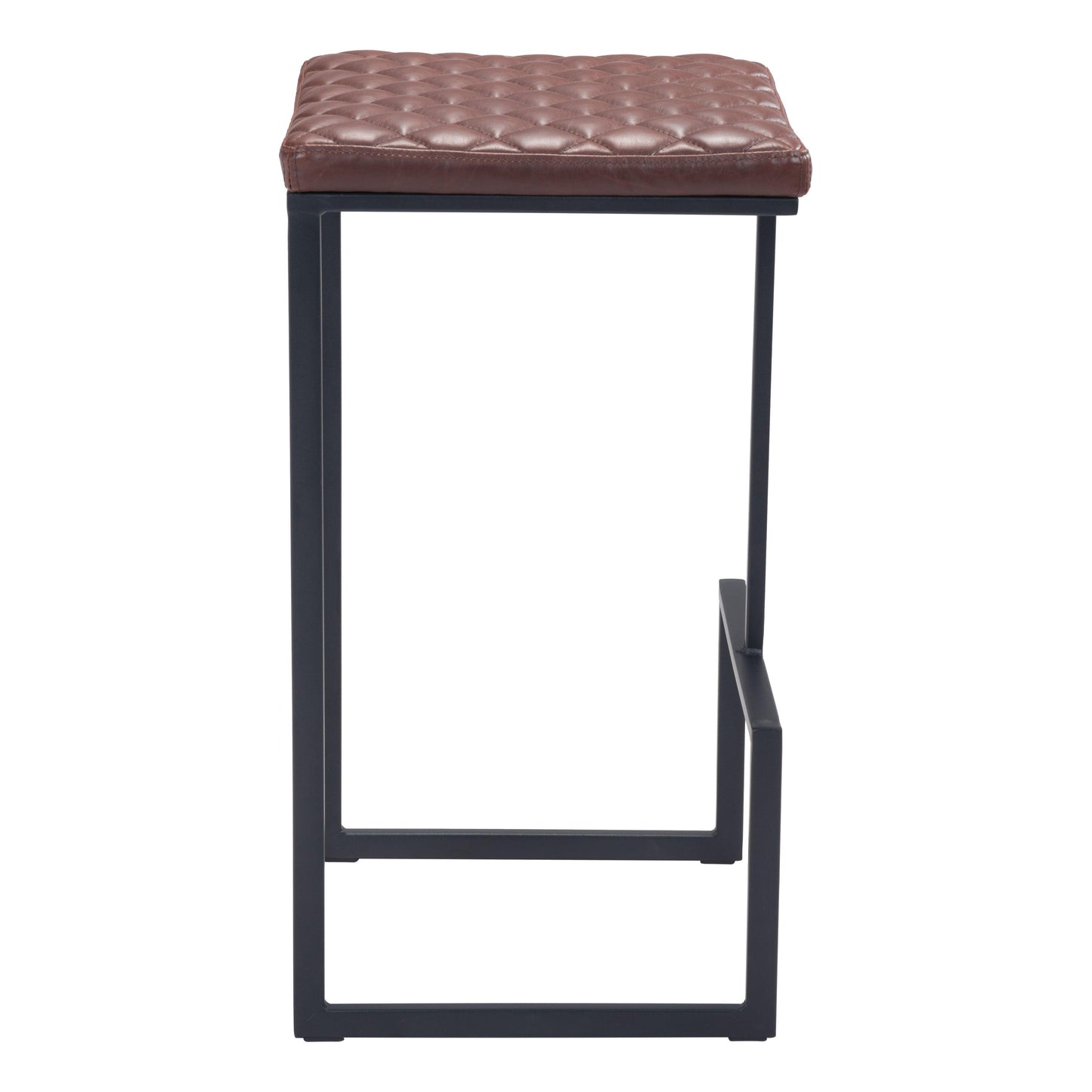 Element Barstool Brown - Sideboards and Things Accents_Black, Back Type_With Back, Brand_Zuo Modern, Color_Black, Color_Brown, Depth_10-20, Finish_Powder Coated, Height_20-30, Materials_Metal, Materials_Upholstery, Metal Type_Steel, Product Type_Bar Height, Seat Material_Upholstery, Shape_Armless, Upholstery Type_Leather, Upholstery Type_Vegan Leather, Width_10-20