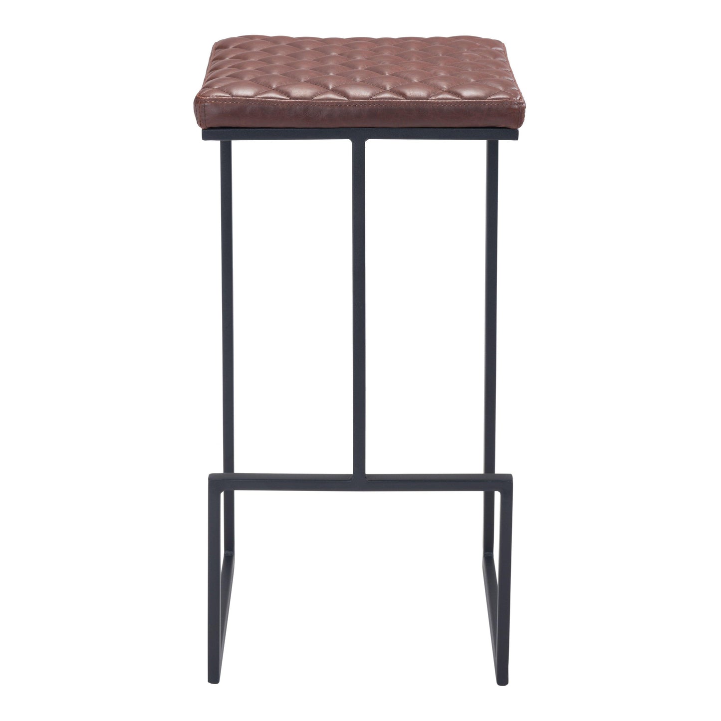 Element Barstool Brown - Sideboards and Things Accents_Black, Back Type_With Back, Brand_Zuo Modern, Color_Black, Color_Brown, Depth_10-20, Finish_Powder Coated, Height_20-30, Materials_Metal, Materials_Upholstery, Metal Type_Steel, Product Type_Bar Height, Seat Material_Upholstery, Shape_Armless, Upholstery Type_Leather, Upholstery Type_Vegan Leather, Width_10-20