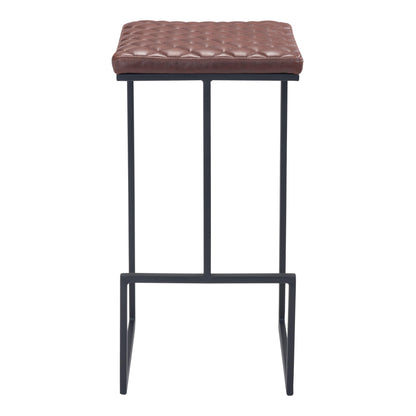 Element Barstool Brown - Sideboards and Things Accents_Black, Back Type_With Back, Brand_Zuo Modern, Color_Black, Color_Brown, Depth_10-20, Finish_Powder Coated, Height_20-30, Materials_Metal, Materials_Upholstery, Metal Type_Steel, Product Type_Bar Height, Seat Material_Upholstery, Shape_Armless, Upholstery Type_Leather, Upholstery Type_Vegan Leather, Width_10-20