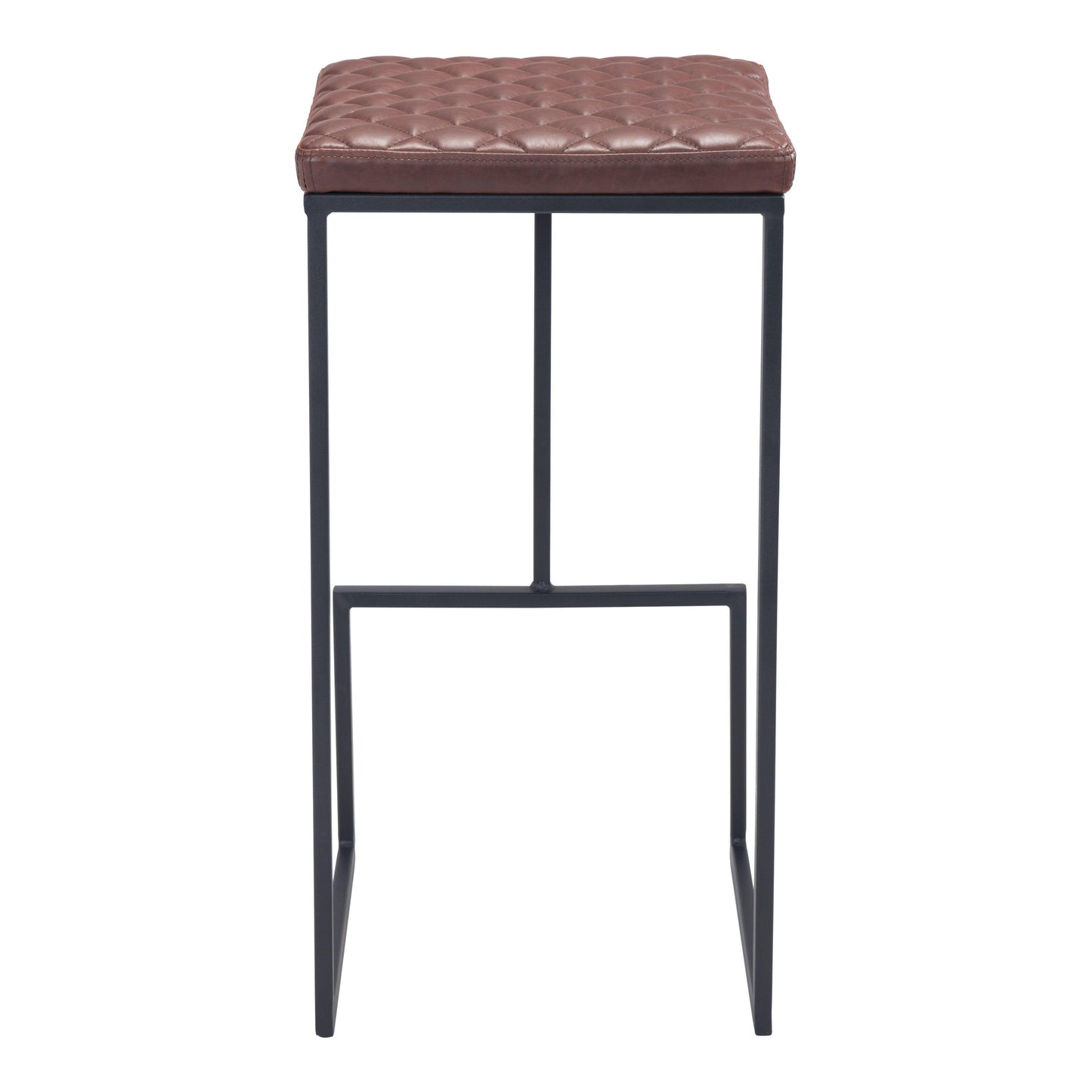 Element Barstool Brown - Sideboards and Things Accents_Black, Back Type_With Back, Brand_Zuo Modern, Color_Black, Color_Brown, Depth_10-20, Finish_Powder Coated, Height_20-30, Materials_Metal, Materials_Upholstery, Metal Type_Steel, Product Type_Bar Height, Seat Material_Upholstery, Shape_Armless, Upholstery Type_Leather, Upholstery Type_Vegan Leather, Width_10-20