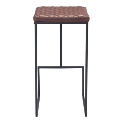 Element Barstool Brown - Sideboards and Things Accents_Black, Back Type_With Back, Brand_Zuo Modern, Color_Black, Color_Brown, Depth_10-20, Finish_Powder Coated, Height_20-30, Materials_Metal, Materials_Upholstery, Metal Type_Steel, Product Type_Bar Height, Seat Material_Upholstery, Shape_Armless, Upholstery Type_Leather, Upholstery Type_Vegan Leather, Width_10-20