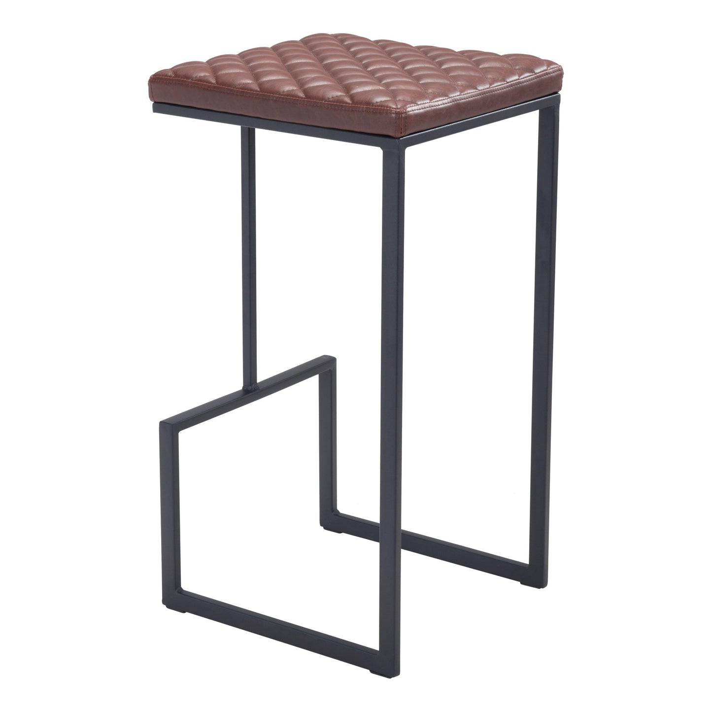 Element Barstool Brown - Sideboards and Things Accents_Black, Back Type_With Back, Brand_Zuo Modern, Color_Black, Color_Brown, Depth_10-20, Finish_Powder Coated, Height_20-30, Materials_Metal, Materials_Upholstery, Metal Type_Steel, Product Type_Bar Height, Seat Material_Upholstery, Shape_Armless, Upholstery Type_Leather, Upholstery Type_Vegan Leather, Width_10-20