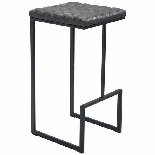 Element Barstool Gray - Sideboards and Things Accents_Black, Back Type_With Back, Brand_Zuo Modern, Color_Black, Color_Gray, Depth_10-20, Finish_Powder Coated, Height_20-30, Materials_Metal, Materials_Upholstery, Metal Type_Steel, Product Type_Bar Height, Seat Material_Upholstery, Shape_Armless, Upholstery Type_Leather, Upholstery Type_Vegan Leather, Width_10-20