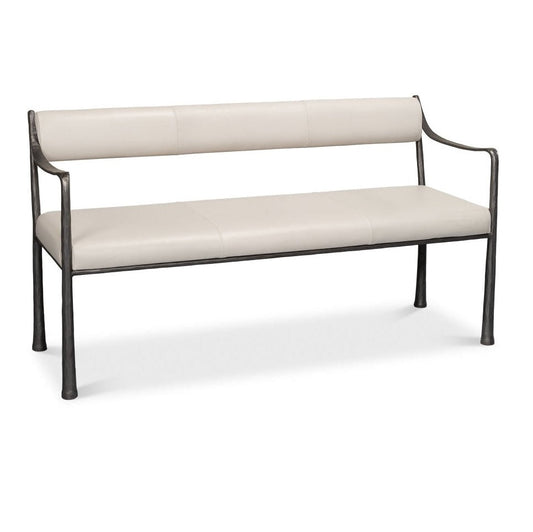 Sarreid Eliana Iron Framed Leather Bedroom Bench