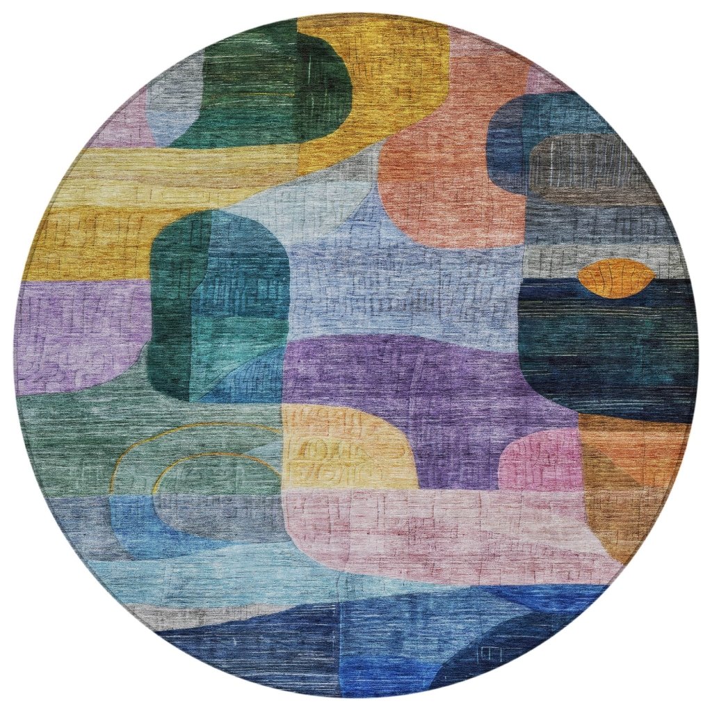 LOOMLAN Rugs Elina Blue Washable Indoor-Outdoor Rug