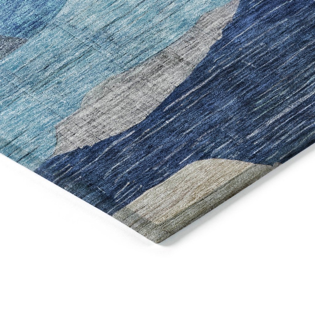 LOOMLAN Rugs Elina Blue Washable Indoor-Outdoor Rug