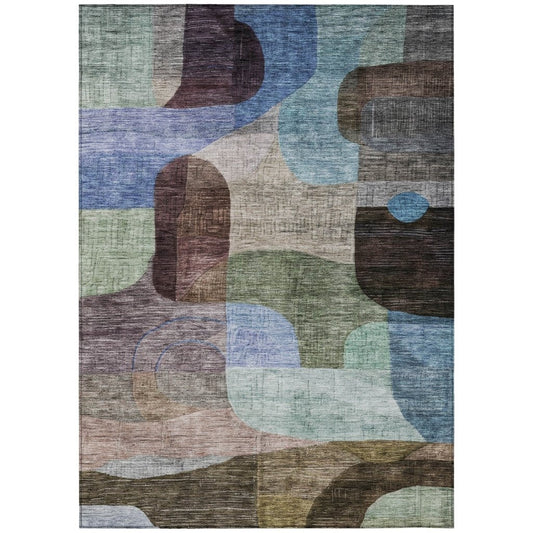 LOOMLAN Rugs Elina Brown Washable Indoor-Outdoor Rug