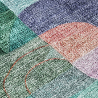 LOOMLAN Rugs Elina Green Washable Indoor-Outdoor Rug