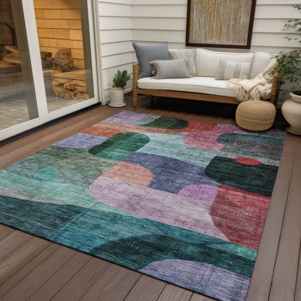 LOOMLAN Rugs Elina Green Washable Indoor-Outdoor Rug