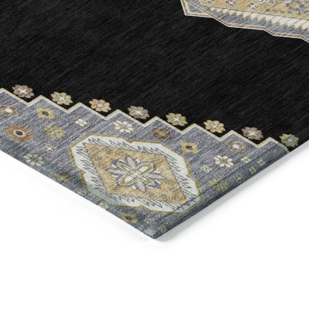 LOOMLAN Rugs Elira Black Washable Indoor-Outdoor Rug
