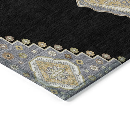 LOOMLAN Rugs Elira Black Washable Indoor-Outdoor Rug