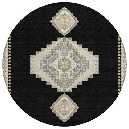 LOOMLAN Rugs Elira Black Washable Indoor-Outdoor Rug