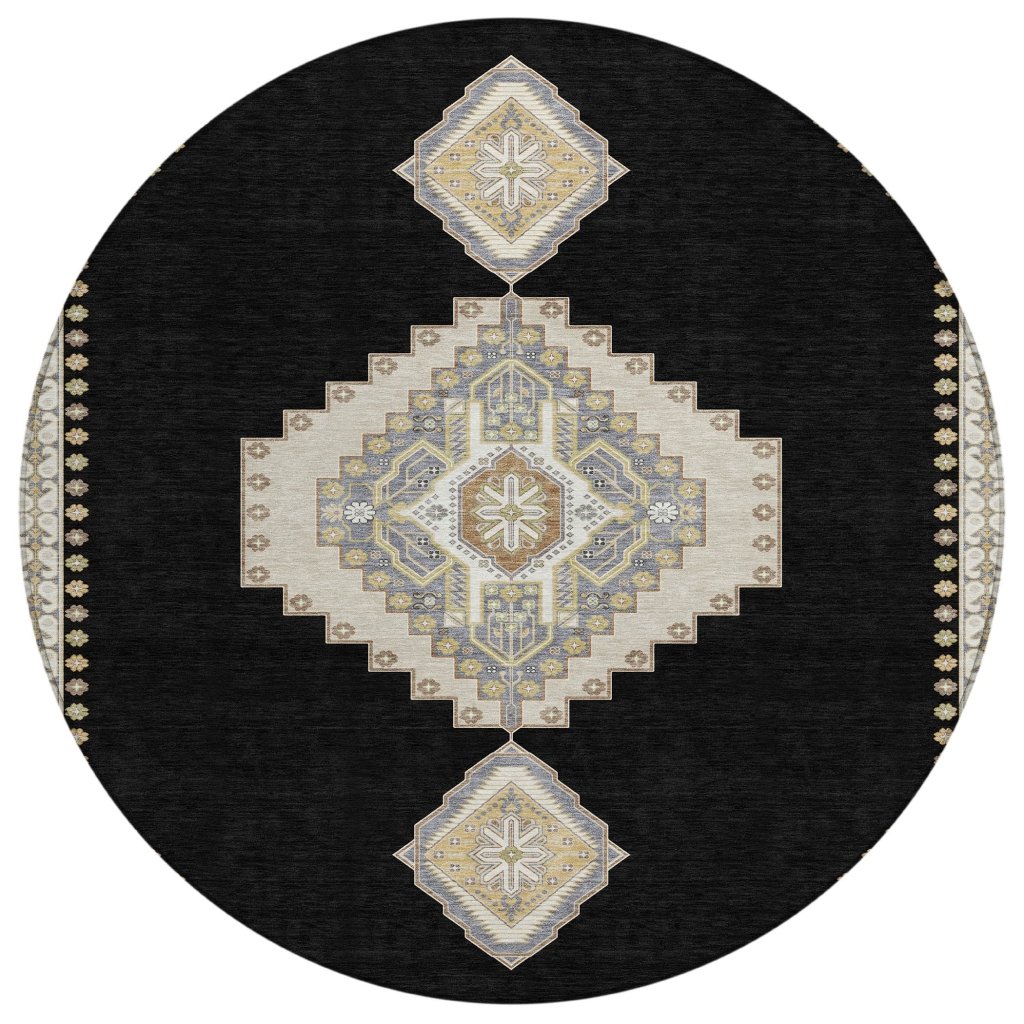 LOOMLAN Rugs Elira Black Washable Indoor-Outdoor Rug