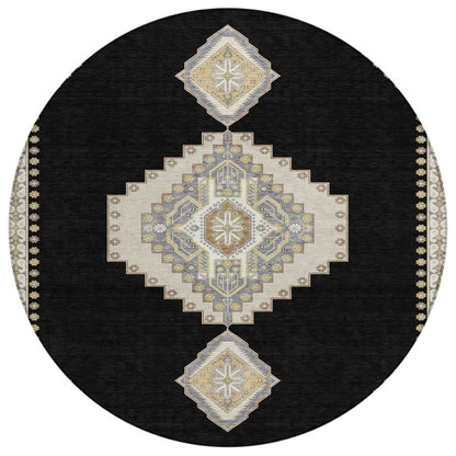 LOOMLAN Rugs Elira Black Washable Indoor-Outdoor Rug