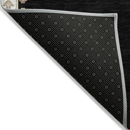 LOOMLAN Rugs Elira Black Washable Indoor-Outdoor Rug