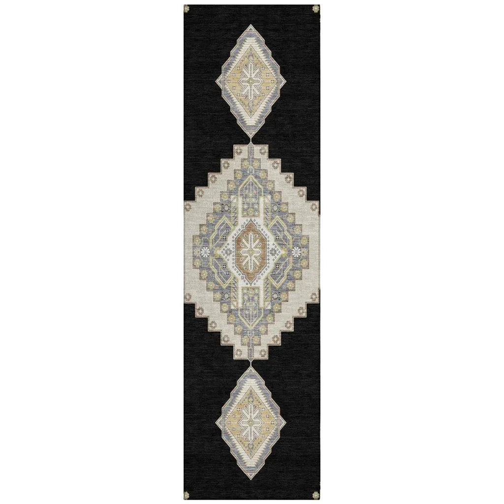 LOOMLAN Rugs Elira Black Washable Indoor-Outdoor Rug