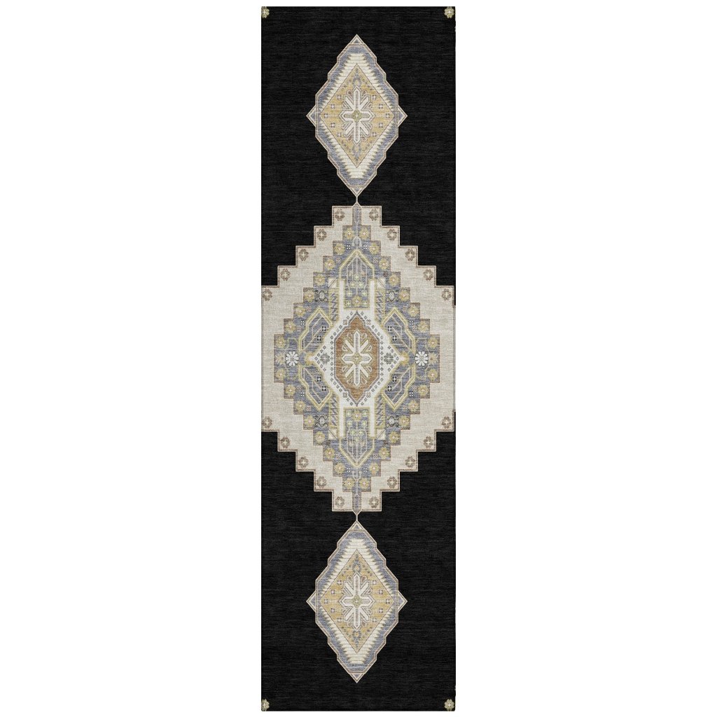 LOOMLAN Rugs Elira Black Washable Indoor-Outdoor Rug