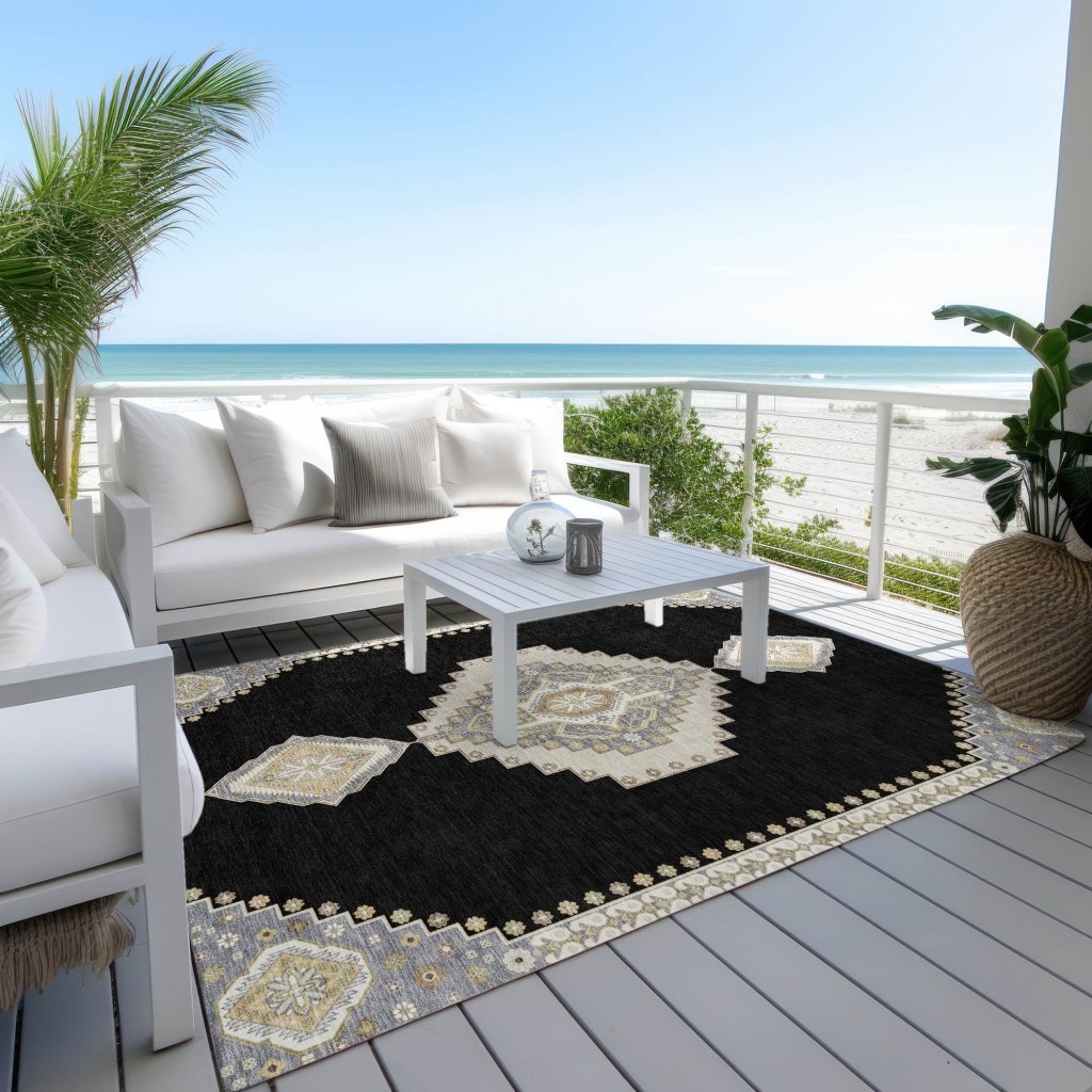LOOMLAN Rugs Elira Black Washable Indoor-Outdoor Rug