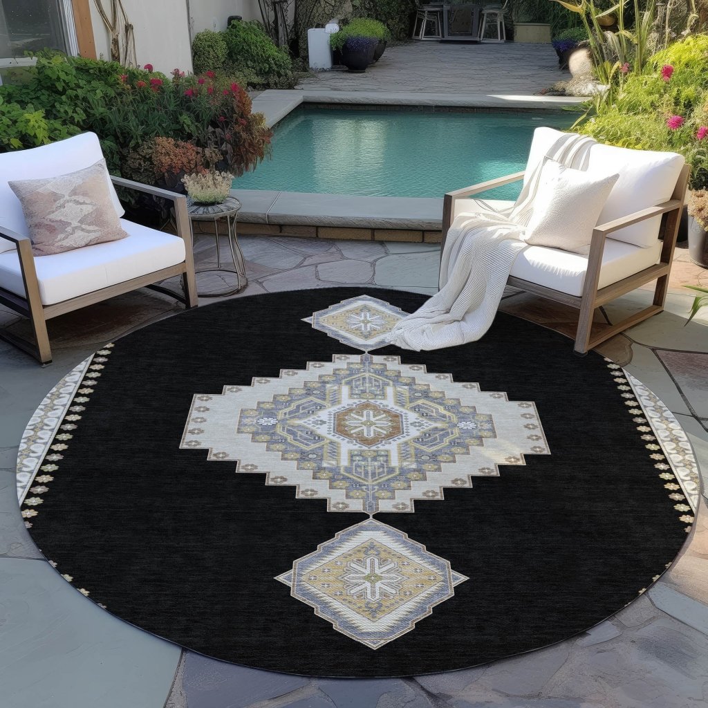 LOOMLAN Rugs Elira Black Washable Indoor-Outdoor Rug