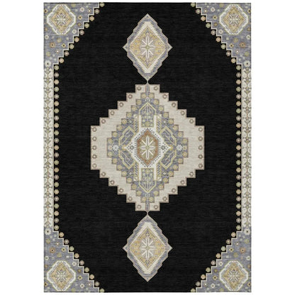 LOOMLAN Rugs Elira Black Washable Indoor-Outdoor Rug