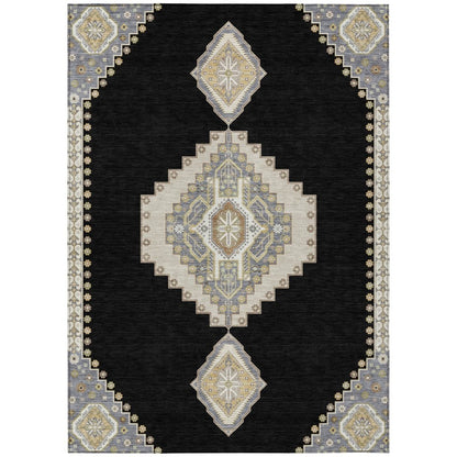 LOOMLAN Rugs Elira Black Washable Indoor-Outdoor Rug