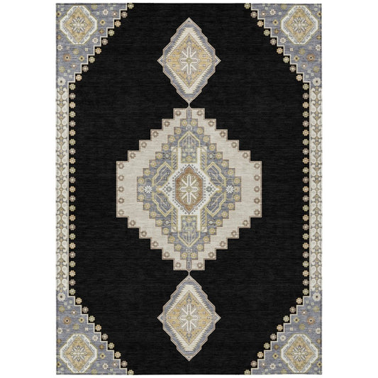 LOOMLAN Rugs Elira Black Washable Indoor-Outdoor Rug