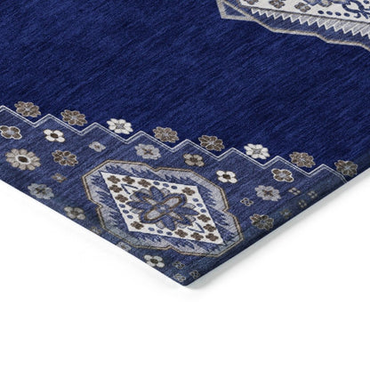 LOOMLAN Rugs Elira Blue Washable Indoor-Outdoor Rug