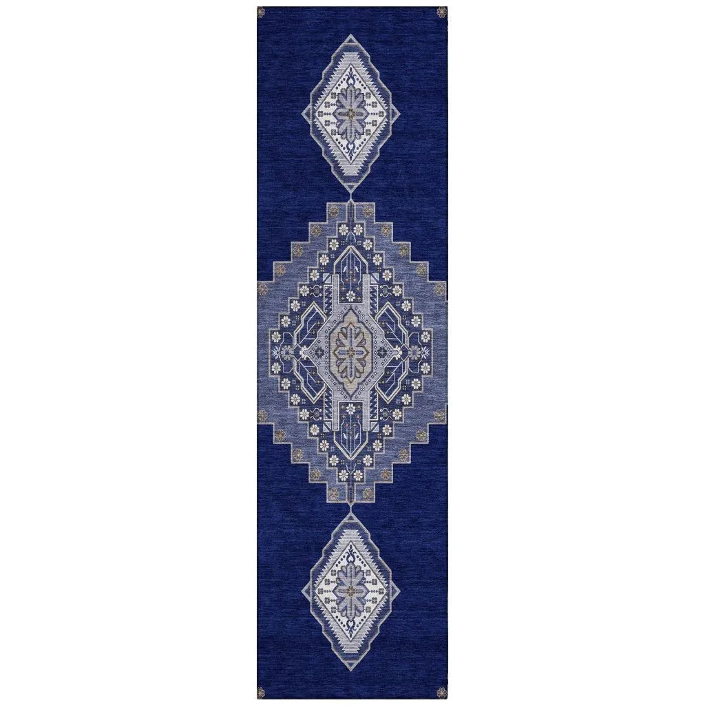 LOOMLAN Rugs Elira Blue Washable Indoor-Outdoor Rug
