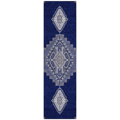 LOOMLAN Rugs Elira Blue Washable Indoor-Outdoor Rug