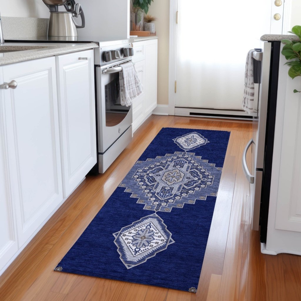 LOOMLAN Rugs Elira Blue Washable Indoor-Outdoor Rug