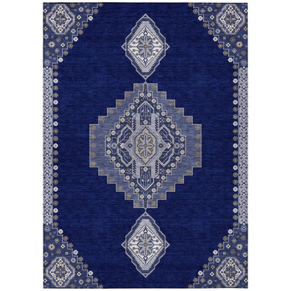 LOOMLAN Rugs Elira Blue Washable Indoor-Outdoor Rug