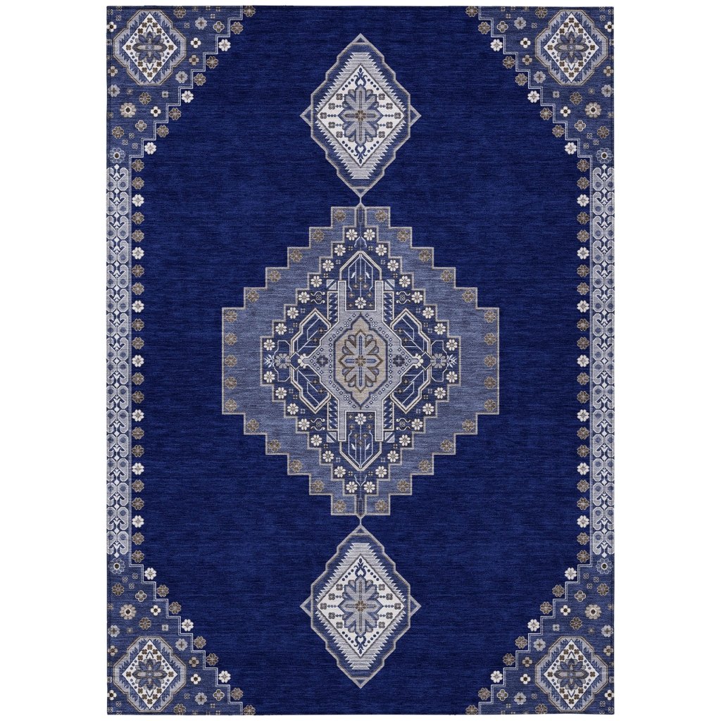 LOOMLAN Rugs Elira Blue Washable Indoor-Outdoor Rug