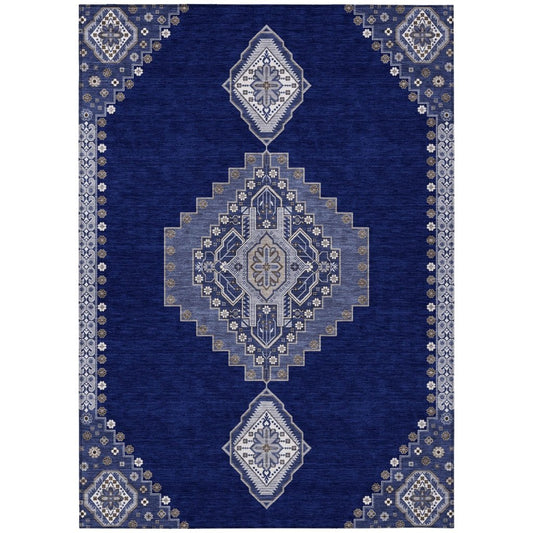 LOOMLAN Rugs Elira Blue Washable Indoor-Outdoor Rug