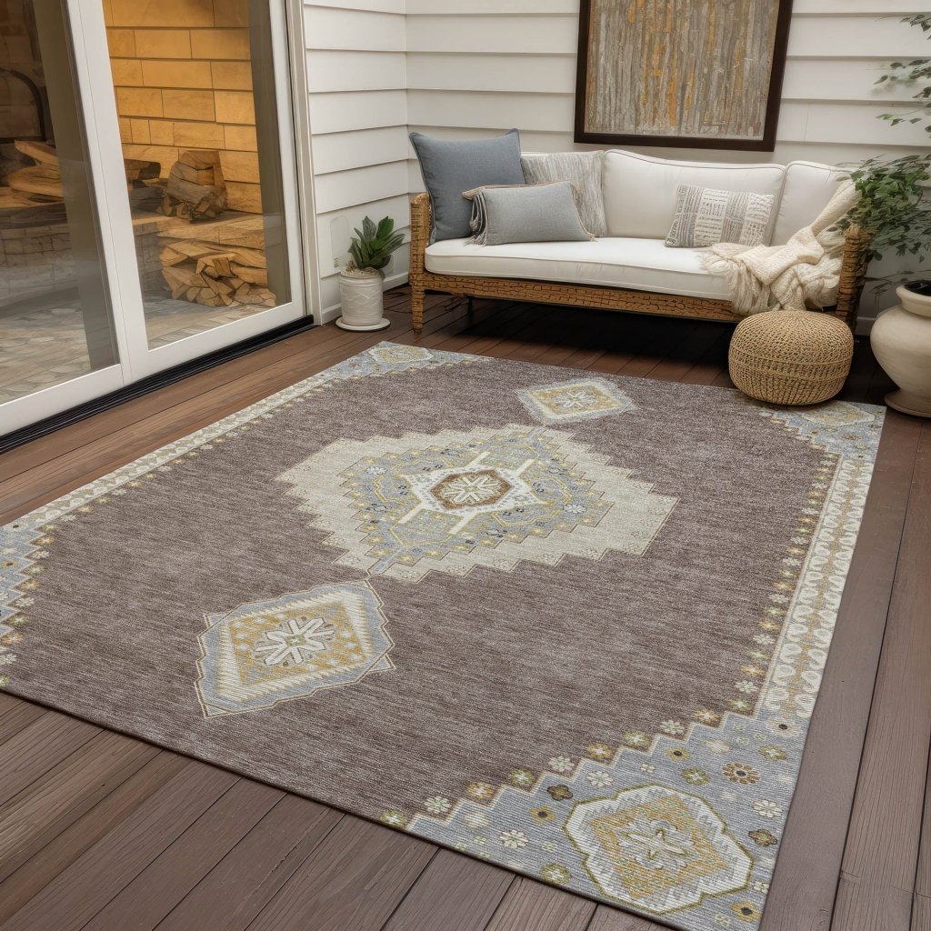 LOOMLAN Rugs Elira Brown Washable Indoor-Outdoor Rug