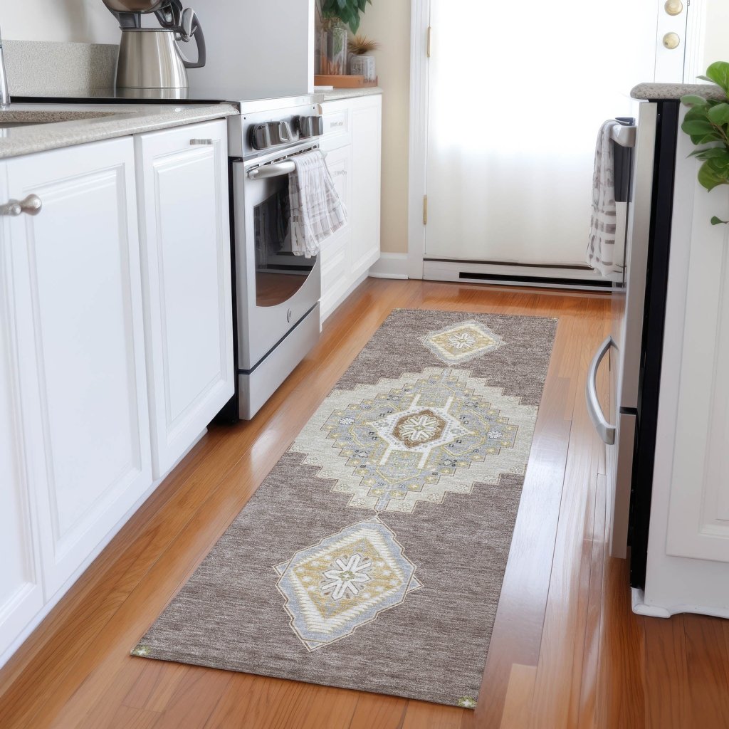 LOOMLAN Rugs Elira Brown Washable Indoor-Outdoor Rug