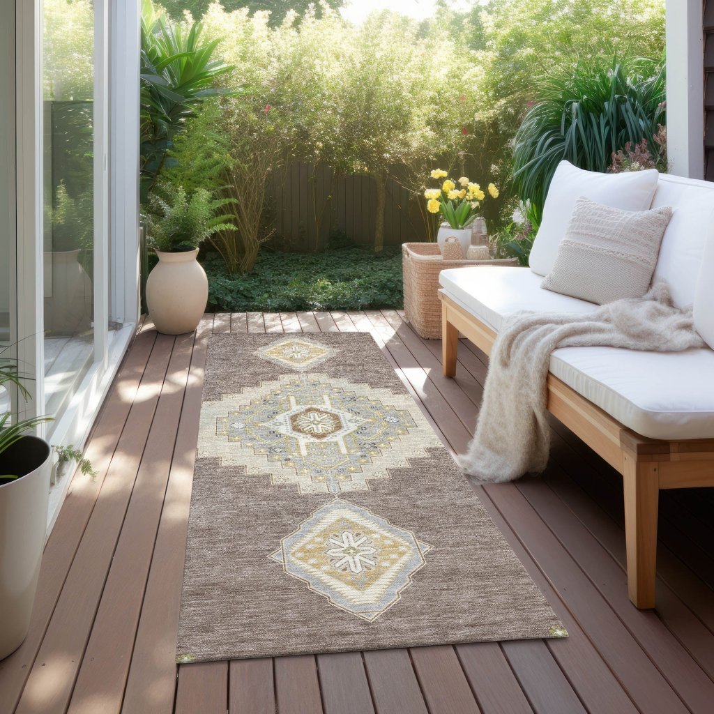 LOOMLAN Rugs Elira Brown Washable Indoor-Outdoor Rug