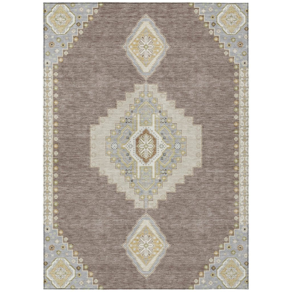 LOOMLAN Rugs Elira Brown Washable Indoor-Outdoor Rug