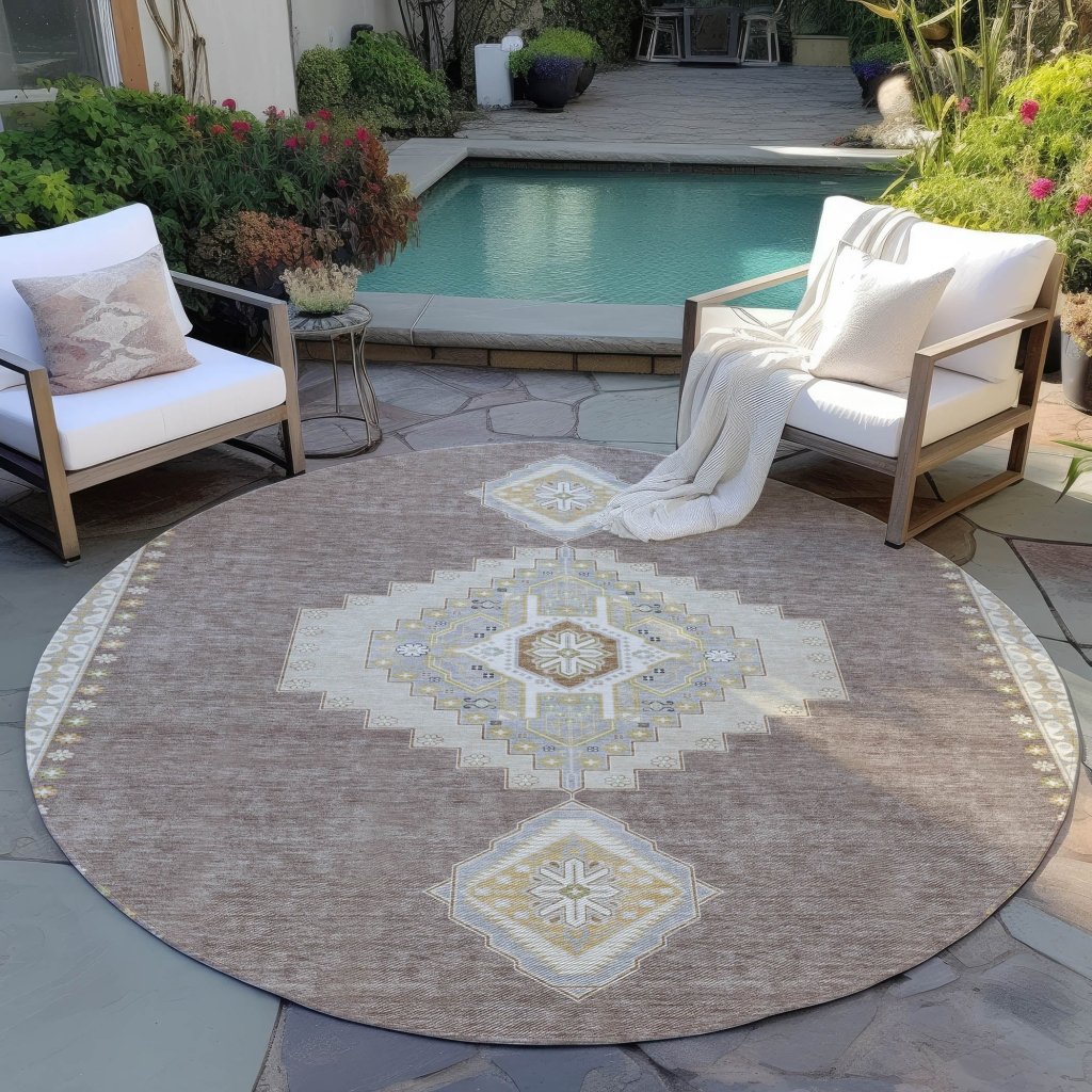 LOOMLAN Rugs Elira Brown Washable Indoor-Outdoor Rug