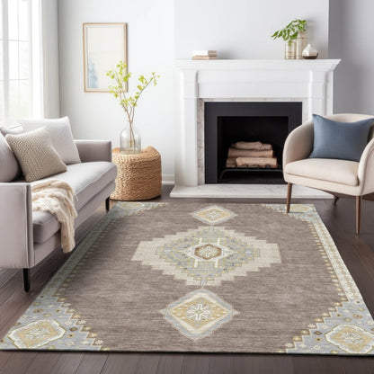 LOOMLAN Rugs Elira Brown Washable Indoor-Outdoor Rug