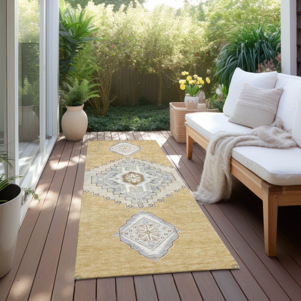 LOOMLAN Rugs Elira Gold Washable Indoor-Outdoor Rug